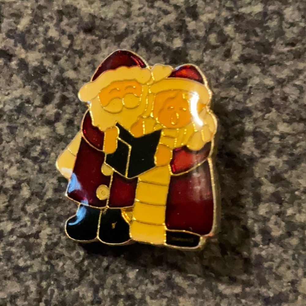 Grandpa & Grandma Santa Claus Christmas Pin Brooch